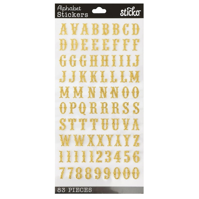 Sticko Solid Small Gold Carnival Alphabet Paper Stickers, 83 Piece