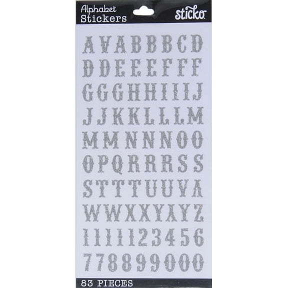 Sticko Solid Small Silver Carnival Alphabet Paper Stickers, 83 Pieces