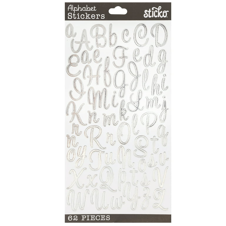 Sticko Solid Small Silver Sweetheart Script Vinyl Stickers, 62