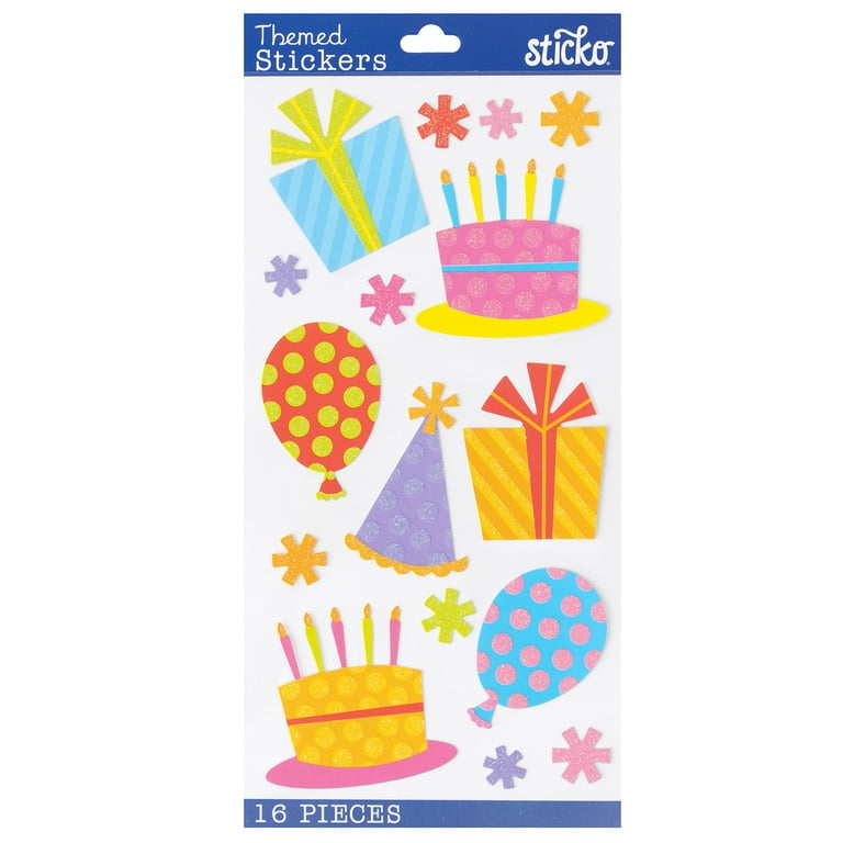 Birthday Theme Stickers, 1 x 1 Inches, Assorted Colors, 120 Stickers, Mardel