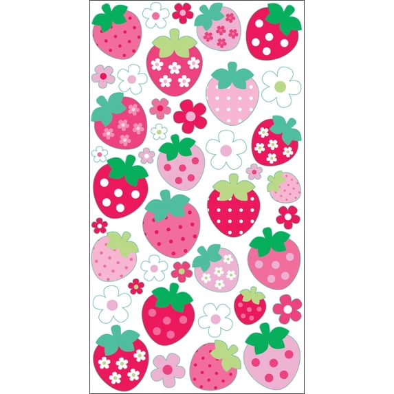Sticko Stickers-Strawberries, Pk 6, Sticko