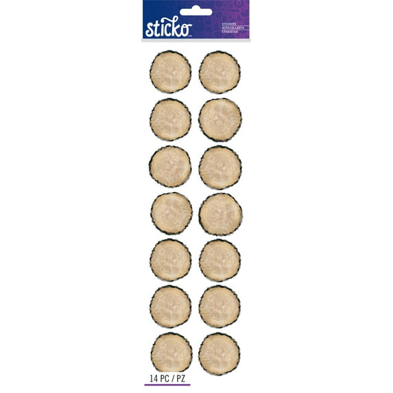 Sticko Stickers-Woodgrain Round Labels
