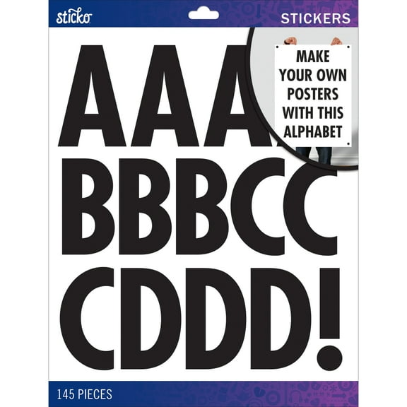 Sticko XL Alphabet Stickers-Black Futura Regular XL