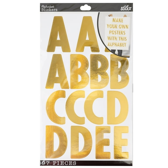 Sticko Xl Gold Poster Alphabet Stickers, 116 Piece