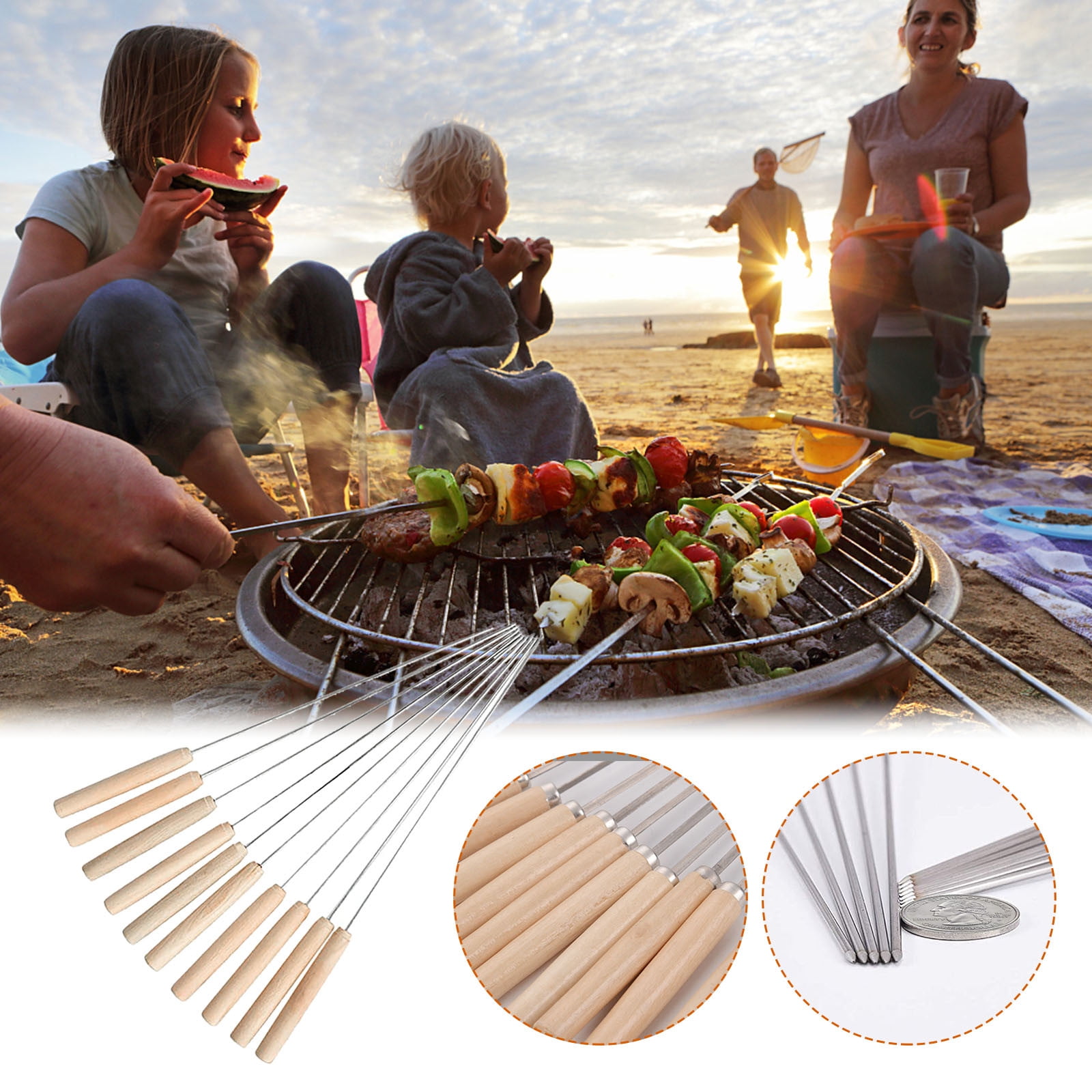 Sticks Long Camping Sticks for Thin Skewers Long Fork for Roast Hot Dog