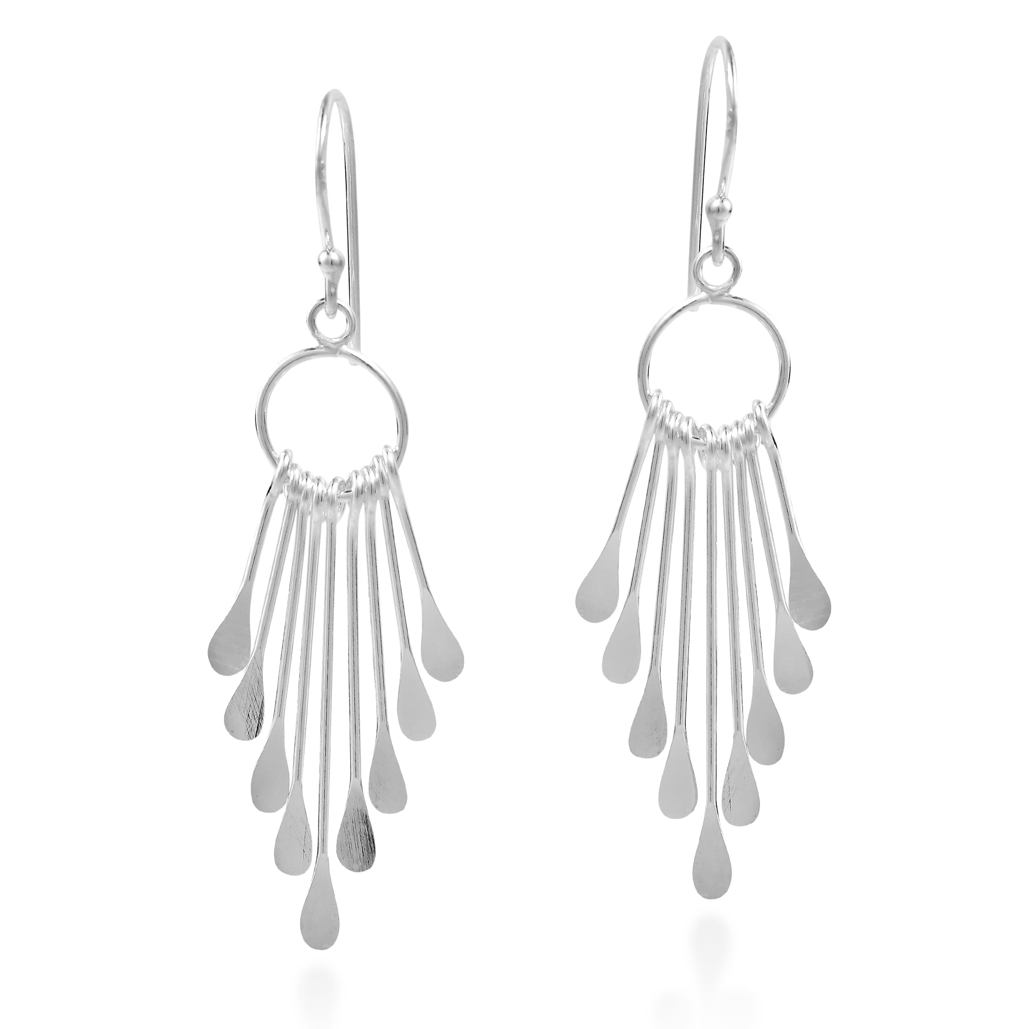Sticks Rods Chandelier Tassel Style .925 Sterling Silver Dangle Earrings