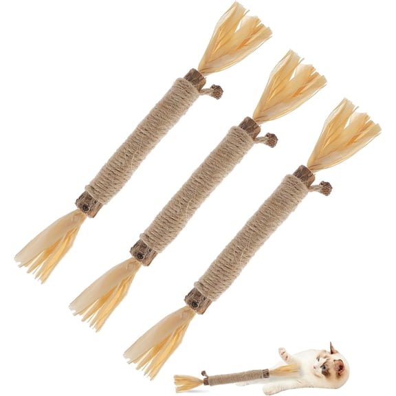 Sticks for Cats 3 Pack - Natural Catnip Alternative Chew Toys, Dental Health, Stress Relief for Indoor Cats, Kitty Enrichment