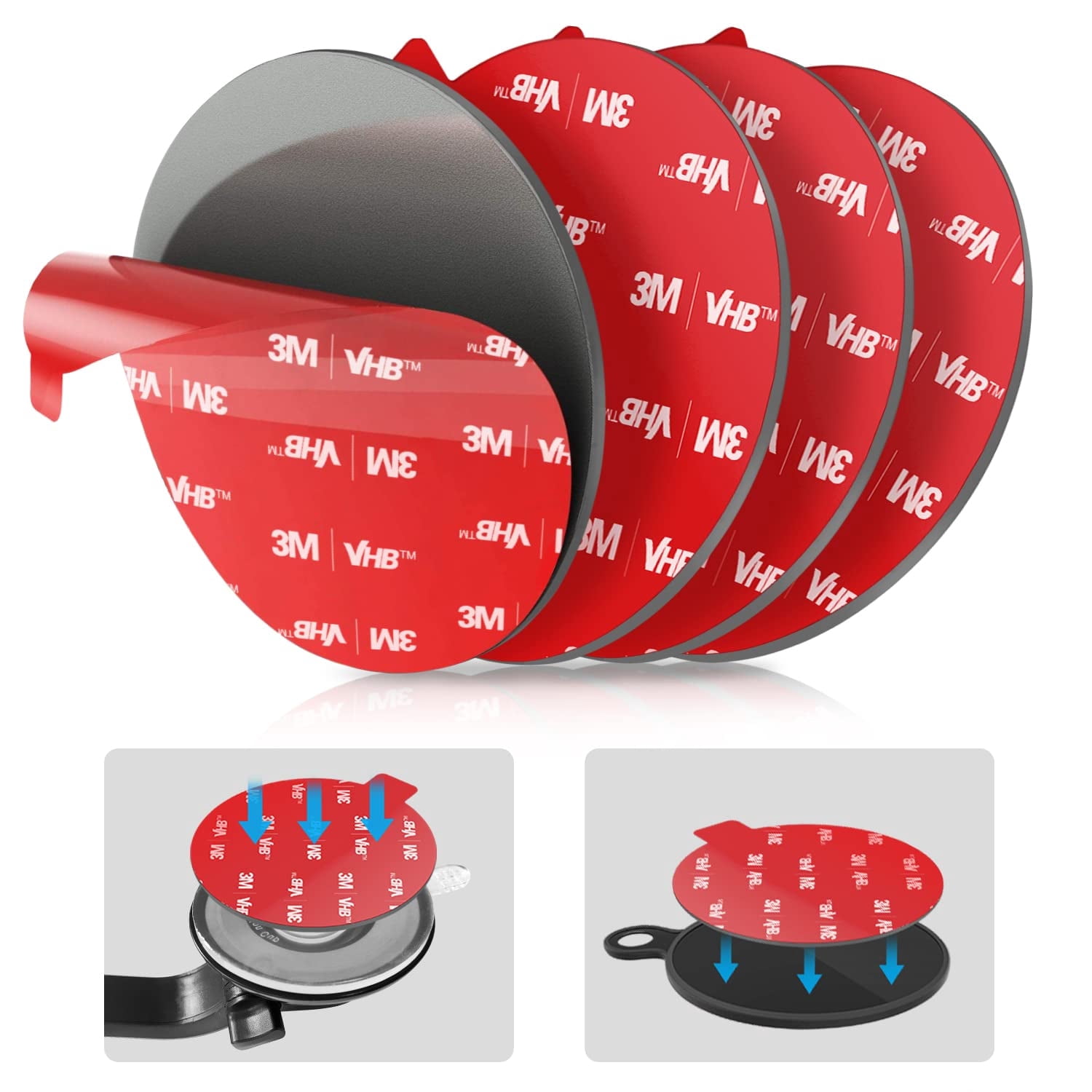 Sticky Adhesive Replacement for Suction Cup Mount, 4 Pack Circle 70mm (2.76") Heat Resistance 3M VHB Double Sided Self Sticker Pads for Universal Dashboard Car Phone Sucker Holder/Dash Cam/Camera/GPS