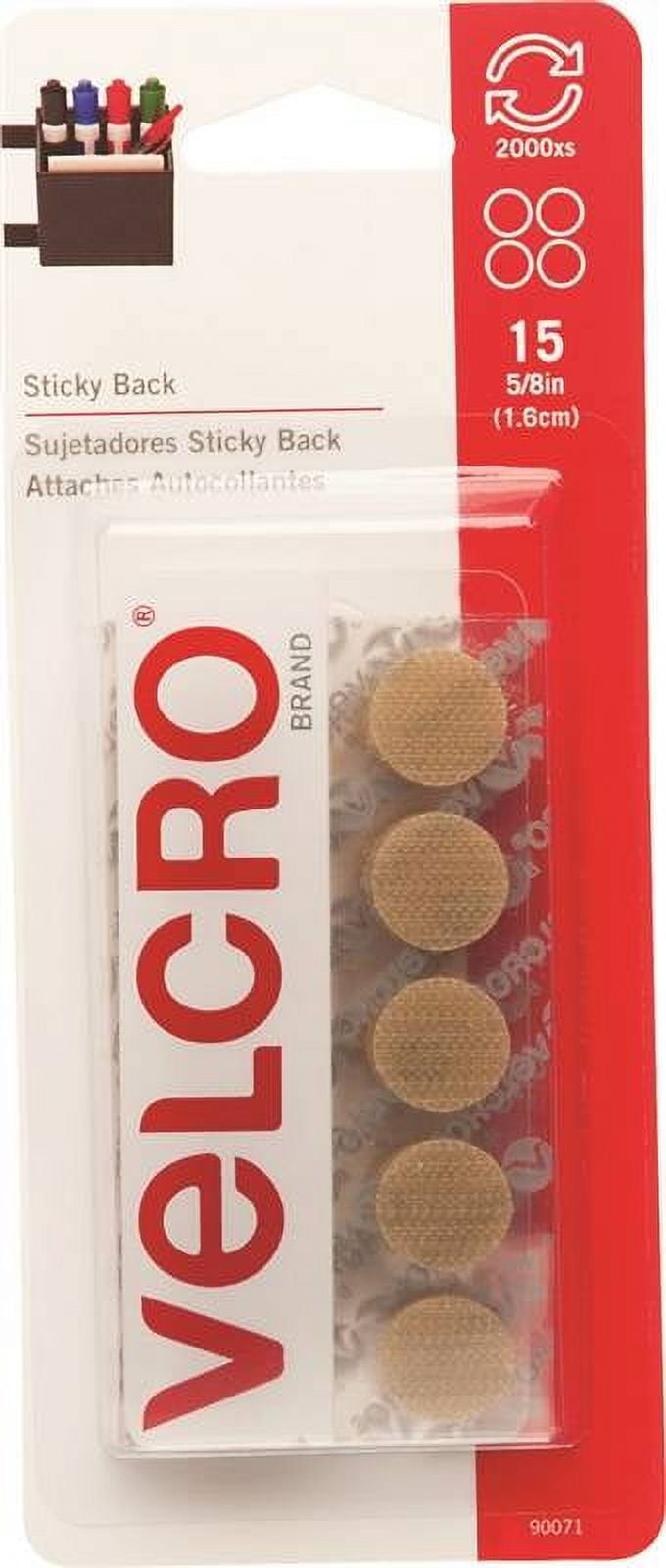 Sticky Back Fasteners, Beige, 5/8" Coins, 15 Ct., Velcro, 90071