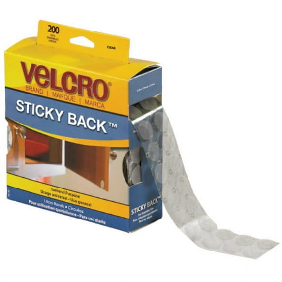 Sticky-Back Fasteners, Complete Sets, 0.75" Dia, Clear, 200/pack | Bundle of 5 Each