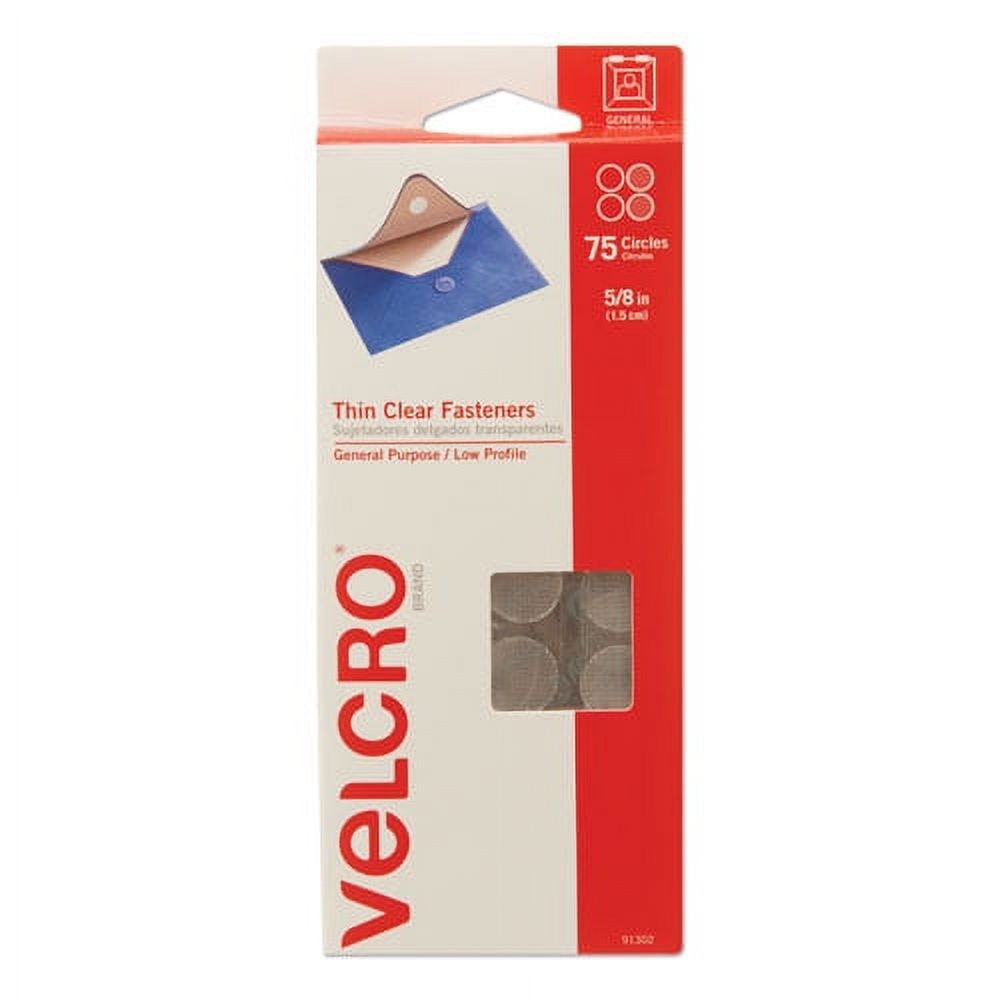 Sticky-Back Fasteners, Removable Adhesive, 0.63" Dia, Clear, 75/pack | Bundle of 2 Packs
