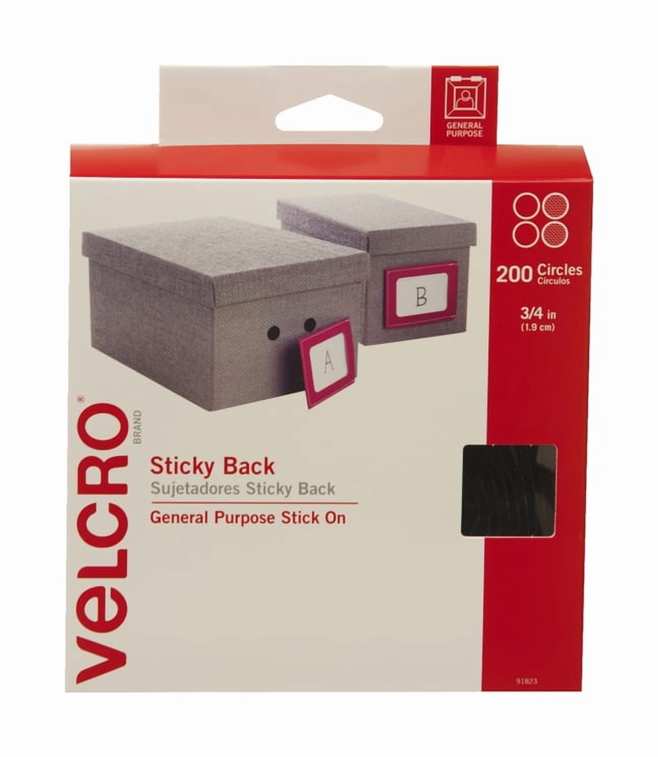 Sticky-Back Fasteners, Removable Adhesive, 0.75" Dia, Black, 200/box | Bundle of 5 Boxes
