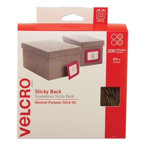 Sticky-Back Fasteners With Dispenser Box, Removable Adhesive, 0.75" Dia, Beige, 200/roll | Bundle of 2 Rolls