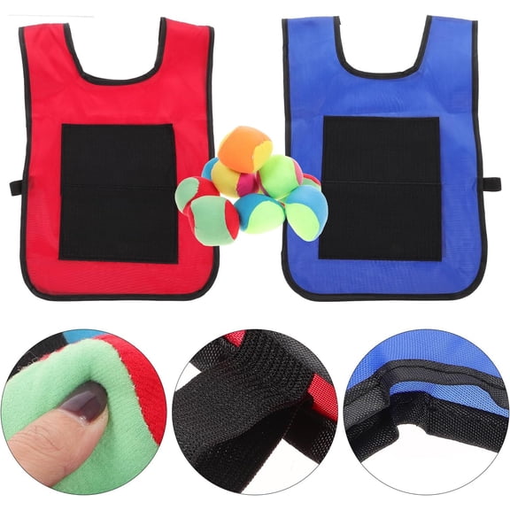 Sticky Ball Dodgeball Vest Set, Hook and Loop Target Game with 5 Soft Balls, Outdoor Party Activity for Family
