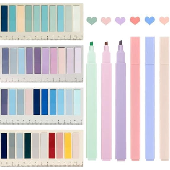 Sticky Book Tabs with Highlighers, 800 PCS Annotation Tabs for Annotating Books, Moran and di Writable Page Flags Marker, Sticky Notes Index Tabs for Files Classification, 6 PCS Highlighters$$Office