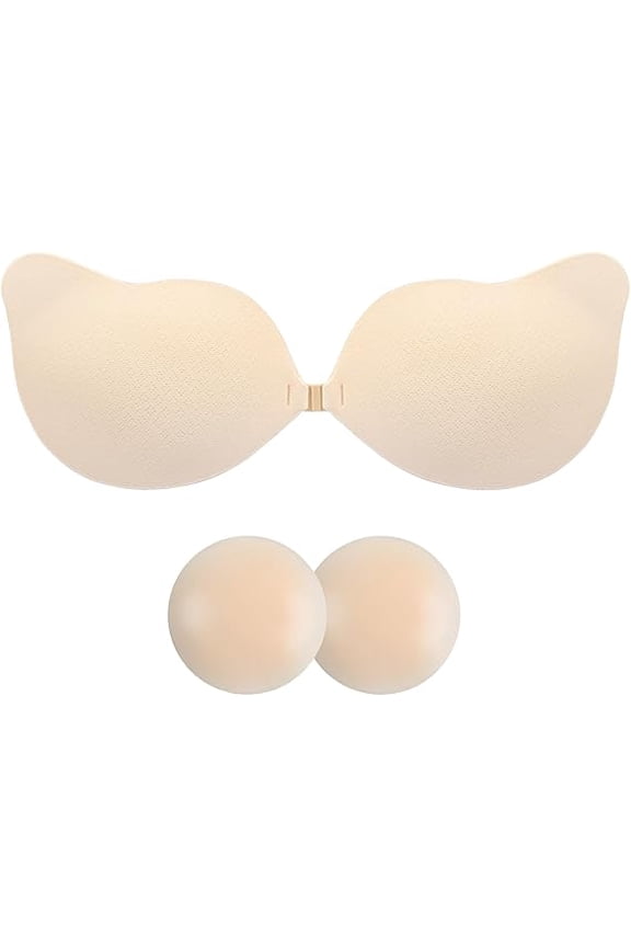 Sticky Bra Backless Adhesive Strapless Invisible Push Up Stick on Bras for Women Dresses 1 Pair Reusable Nipple Cover