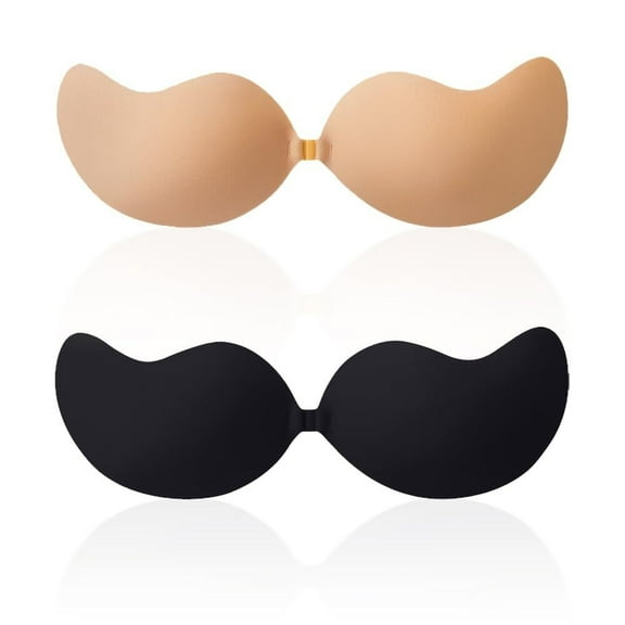 Sticky Bra, Backless Strapless Bra Push Up, Adhesive Invisible Lift Up Bras 2 Pairs Skin Color
