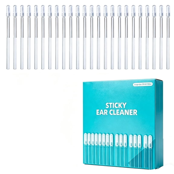 Sticky Ear Cleaner, Large Size Ear Wax Cleaning Sticks, Double Pack Adhesive Ear Cleaning Tool with Soft Tips, Reusable Ear Hygiene Swabs for Adults