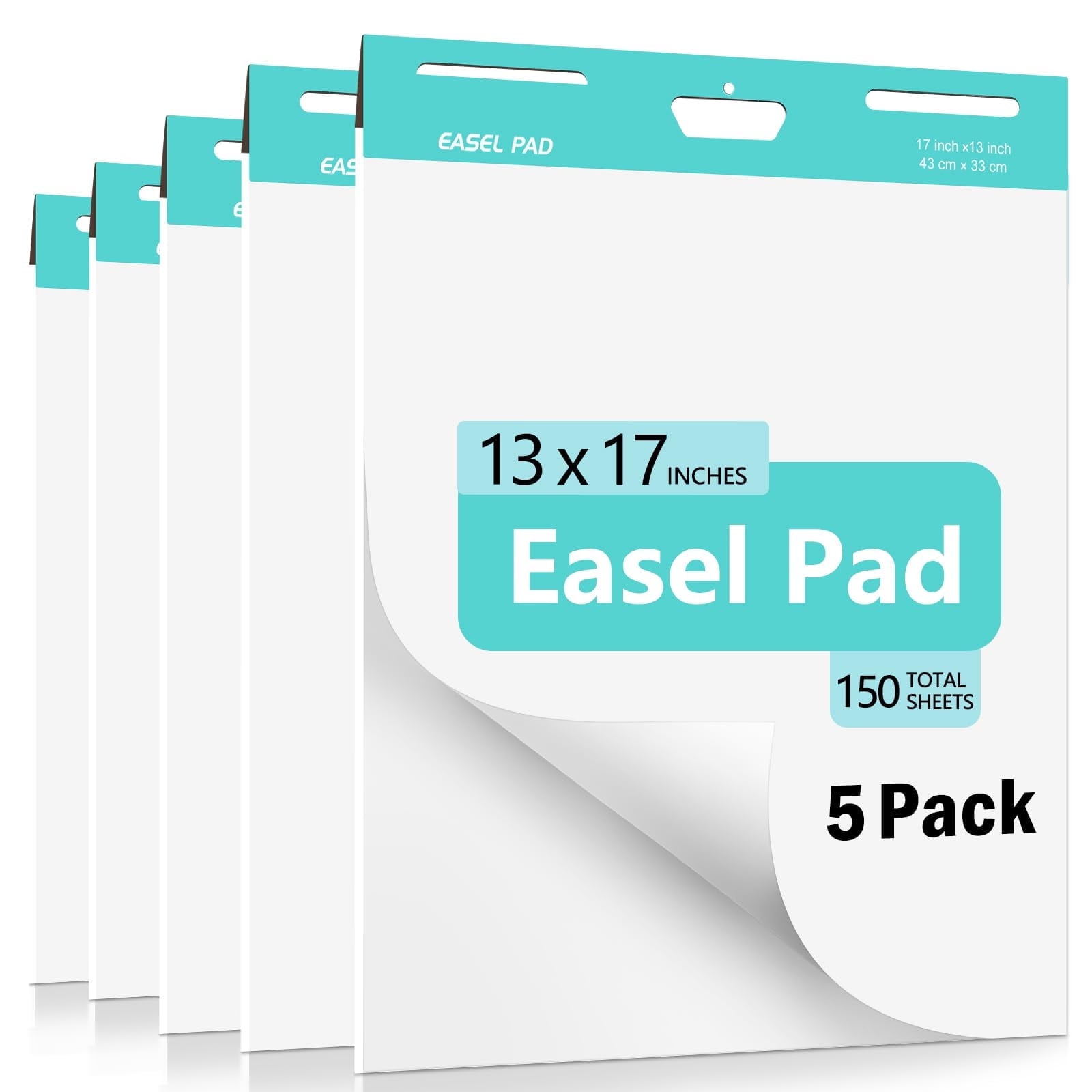 Sticky Easel Pad, 13 x 17 In Self Stick Chart Paper for Teachers, Super Sticking Power Anchor Chart Paper for White Board, 30 Sheet/Pad