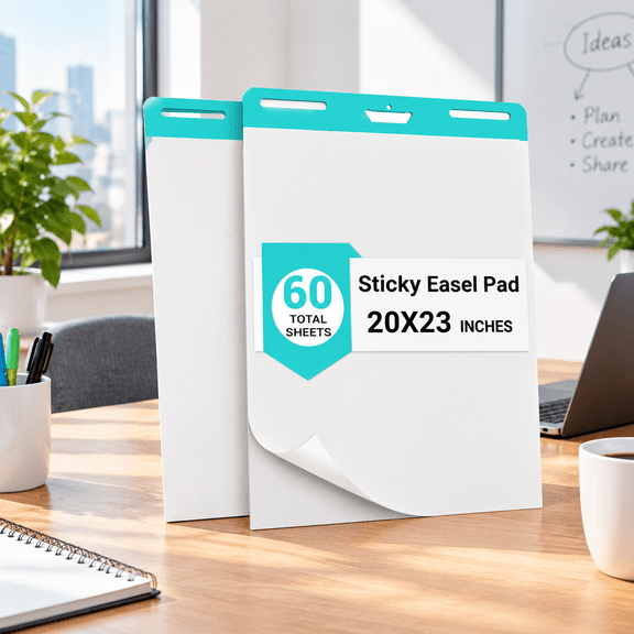 Sticky Easel Pad, 20x23 Inches, 2 Pack, 60 Total Sheets, Heavyweight Chart Paper for Teachers