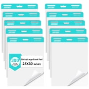 Sticky Easel Pad, 25 in x 30 in,Flip Chart, Chart Paper for Teachers, Large Self-Stick Easel Paper,Super Sticky & Bleed-Resistant,30 Sheets/Pad,10 Pads