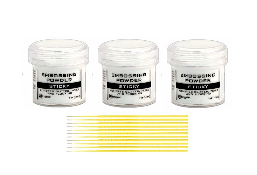 Sticky Point Powder Sticky Embossing Powder Bundle - 3 Jars of .75 fl oz Ranger Sticky ...