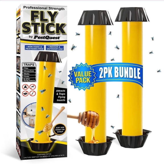 Sticky Fly Stick (2 Pack), Fly Stick for Mosquitoes, Sticky Trap for Flies Gnats Wasp Flying Insects, Bug Catcher, Indoor or Outdoor Use, Ready to Use Home