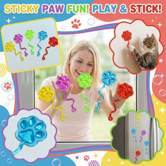 Sticky Hands Bulk Party Favors Dog Paw Shape Stretchy Sticky Hand Feet Goodie Bags Stuffers for Treasure Box Toys for Classroom Small Mini Prizes Trinkets