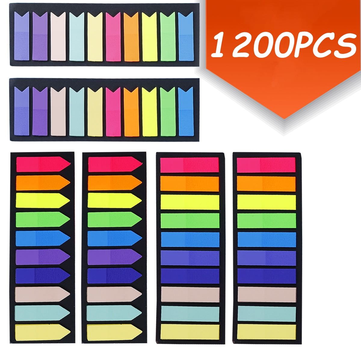 OBOSOE Sticky Tabs,Sticky Tabs,Book Tabs,Index Tabs, Page Tabs, Page Markers,10 Colors, Annotation Tabs,Book Annotation Supplies, 200PCS-Style 1, Size