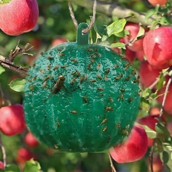 Sticky Insect Trap Ball, Fruit Fly Trap Balls for Indoor Outdoor, Non-Toxic Extra Sticky Hanging Bug Ball Catches Flie Gnat Wasps Mosquitoe Flying Insects (Dark Green, 1PCS)