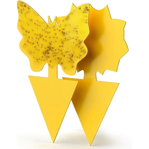 Sticky Insect Traps 40 Pcs - Gnats Fruit Fly Traps for Indoors House - Yellow Double-Sided Sticky Insect Catchers Fungus, Fruit Flies, Whiteflies, Aphids, Leaf Miners