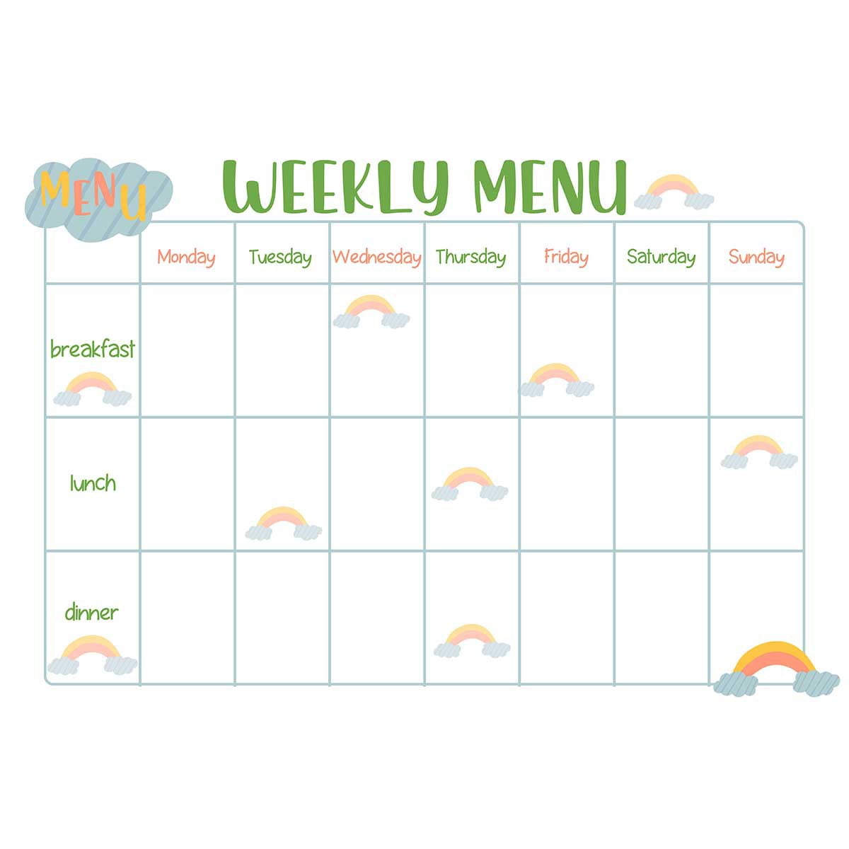 Sticky Meal Planner Refrigerator Dry Erase Reusable Weekly Menu Board ...
