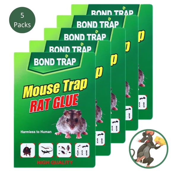 Sticky Mouse Traps Indoor for Home, Glue Boards for Mice and Rats, Pest Control Adhesive Tray for Catching Bugs, 5 packs