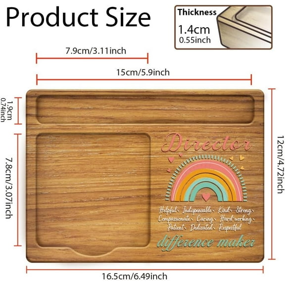Sticky Note Holder Director Pine Wood Memo Holder Colored Boho Rainbow Note Organizer Self-Stick Note Pad Holders Wooden Office Decor for Office Desk Gift 6.5x4.72x0.59 Inch