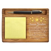 Sticky Note Holder Human Sunshine Wood Memo Holder Colored Sun Stars Note Organizer Self-Stick Note Pad Holders Wooden Office Decor