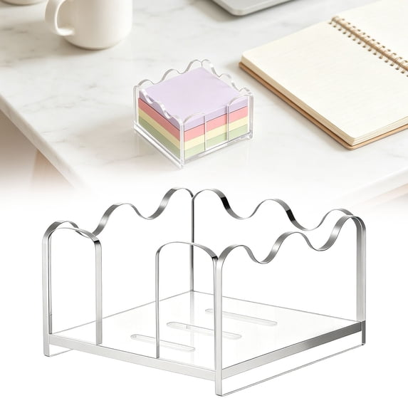 Sticky Note Holder,Scalloped Acrylic Post It Note Holder 3"x3" Clear Sticky Note Holder Dispenser for Classroom, Desk Organizer Accessories for Dorm Room,Office Supplies(1Pcs)