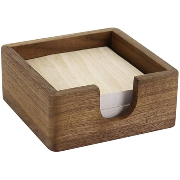 Sticky Note Holder Wood Square Note Sticky Holder, Anti-Slip Base Desktop Organizer for Desk Office Student Workspace