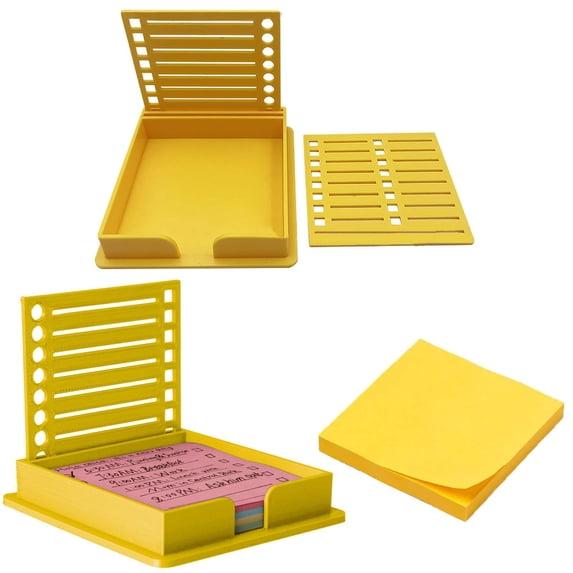 Sticky Note Kit – 3x3 Notepad Organizer with Stencil Template, Memo Box Dispenser for To-Do Lists, Office Supplies for Teachers, Home Use