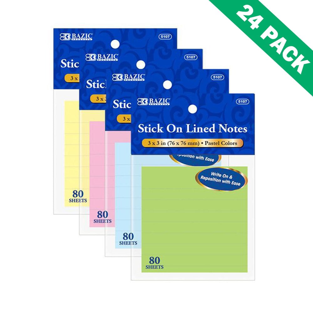 Sticky Note Pads, 80ct 3x3 Paper Memo Sticky Notes List For School