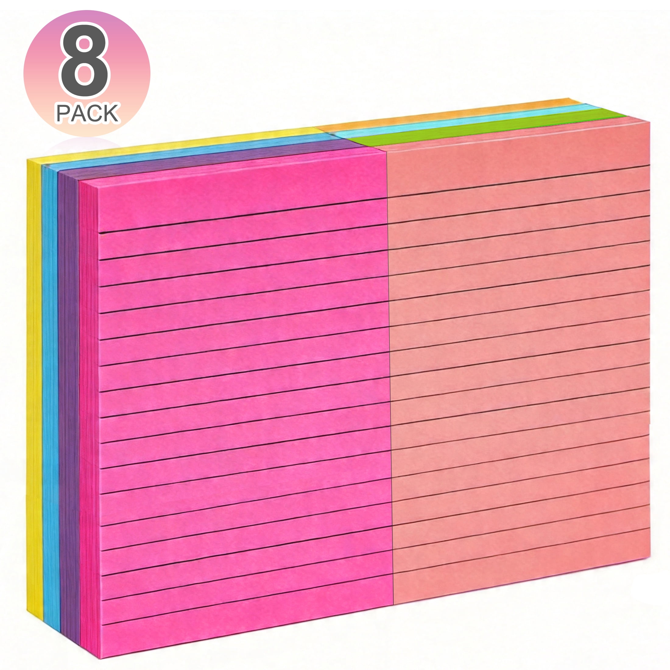 8 Pack Sticky Notes, 3x6 in Lined Large Note Paper with Lines, 50 Sheets/pad Ruled Notepads Super Sticking, Sticky Notes for Office, Home, School, Meeting