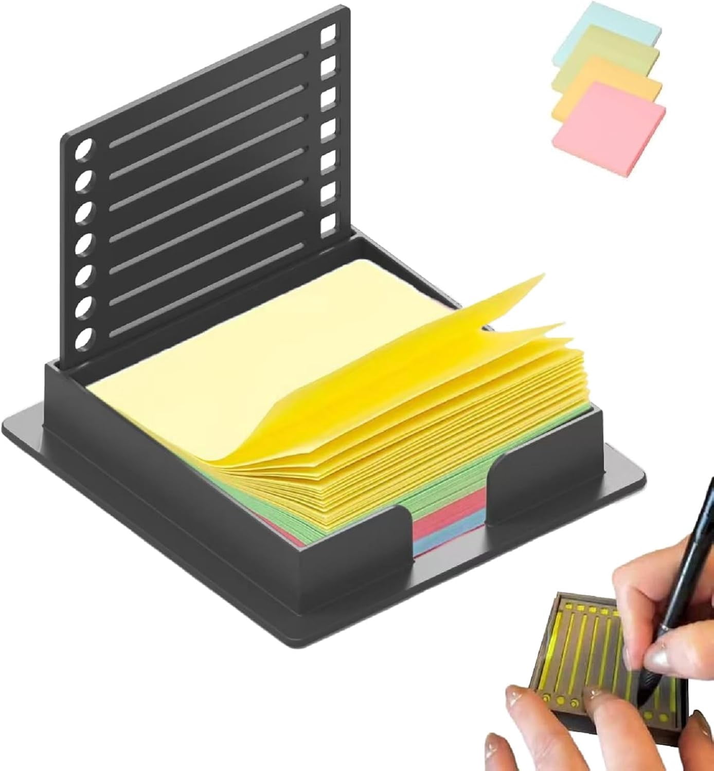 Hobbyme Clear Acrylic Sticky Note Holder – 4 Inch Memo Note Dispenser For Desk Organization