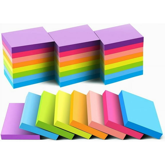 Sticky Notes 1.5x2 Inches, Bright Colors Self-Stick Pads, 24 Pack, 75 Sheets/Pad,1800 Sheets