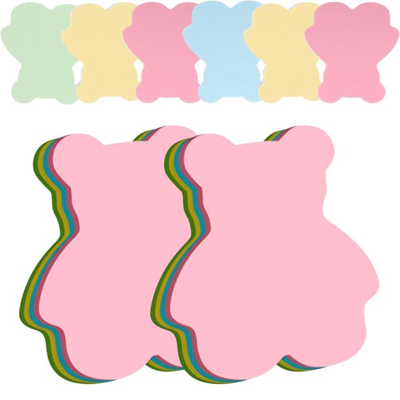 Sticky Notes, 100 Sheets 3 × 3 Inches Bear Shape Self Sticky Notes Pad, Colour Sticky Notes, Bright Colors Self-Stick Pads for Home Office Notebook(2 Packs)
