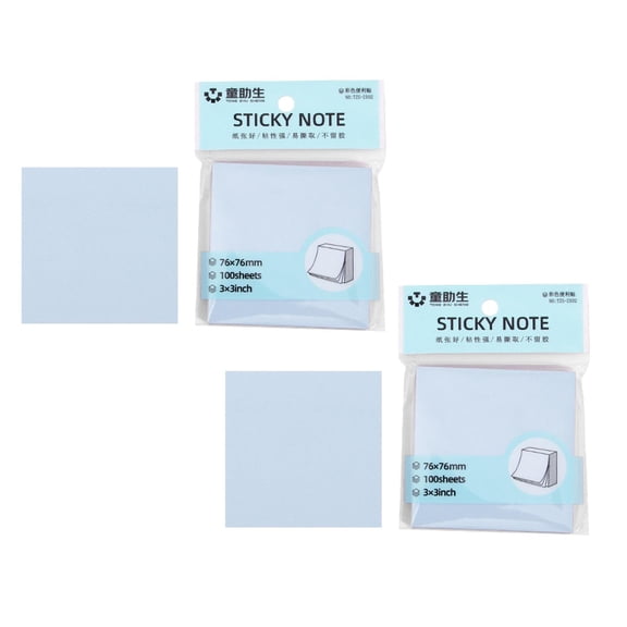Sticky Notes - 2PCS, 100 Sheets/Pad Tearable Adhesive Memo, Blue Medium