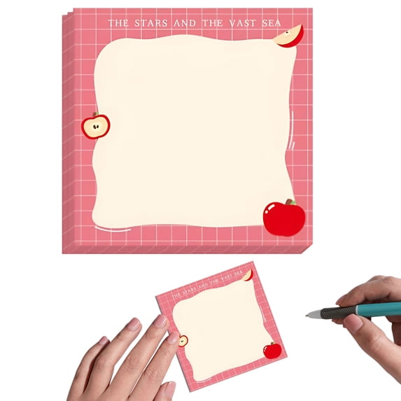 Sticky Notes 3.15×3.15 Inch Pink Grid Border Self Adhesive Memo Pads - Cute Decorative Note Pads for Home Office Organization, Refrigerator Messages, Planner Stickers & Daily Reminder Notes
