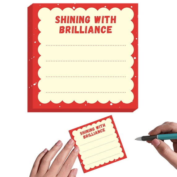 Sticky Notes 3.15×3.15 Inch Red Scalloped Edge Self Adhesive Memo Pads - Cute Decorative Note Pads for Home Office Organization, Refrigerator Messages, Planner Stickers & Daily Reminder Notes
