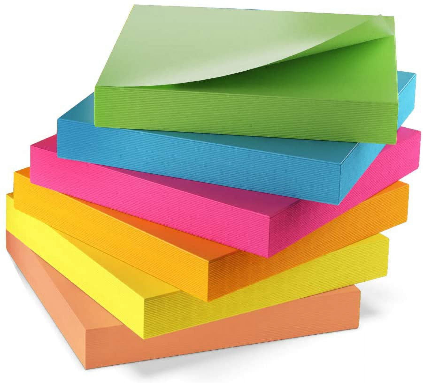 600 Sheets Sticky Notes, 3x3 Inch, 6 Pads Strong Adhesive Self-stick Notes,  6 Bright Colors, 100 Sheets/pad