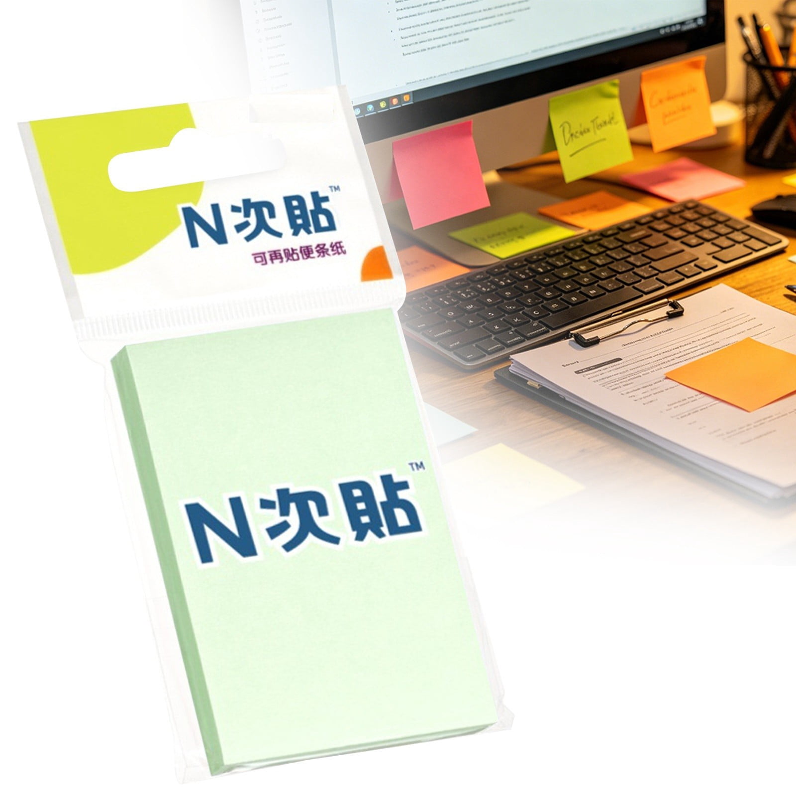 Sticky Notes 3x2 Inches, Light Green Self-Stick Pads, Easy to Post for ...