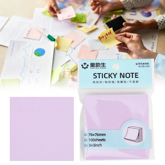 Sticky Notes 3x3 for Books – Removable Self-Stick Pads, Bright Color Tabs for Annotating Notebooks, Water-Resistant & Writable with Ballpoint Pen, 100 Sheets for Study Office 1pc