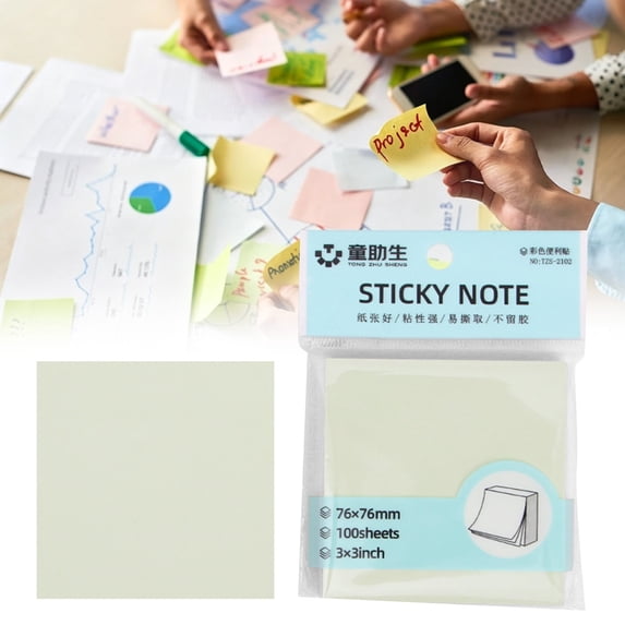 Sticky Notes, 3x3 Inch Sticky Note Pads, 100 Sheets Tearable Adhesive Removable Memo Pads, Self-Stick Notes for Marking, Reminders, Organization & Planning, Desk, Office Supplies, Green